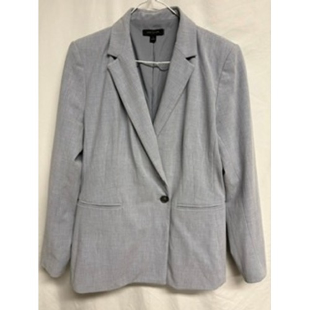 Ann Taylor Womens Light Blue Gray Single Button Blazer Jacket Size 12